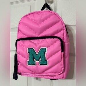 Claire’s Mini Backpack Purse Initial “M” Pink 11” NWT
